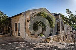 Jerusalem, Israel - June 12, 2021: Old houses in Yemin Moshe district, Jerusalem, Israel