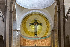 Top part of prayer hall in church in Holy place of sisters Notre Dame de Sion near to Lion Gate in the old city of Jerusalem, Isra