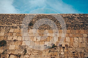 Jerusalem, Israel. Old City Western Wailing Wall, holy place in Judaism. Temple Mount and Mount of Olives