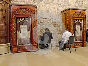 JERUSALEM, ISRAEL- SEPTEMBER, 19, 2016: prayer room at the western wall in jerusalem