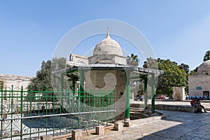 The Qaitbay Well near to the Dome of the Rock building on the Temple Mount in the Old City in Jerusalem, Israel
