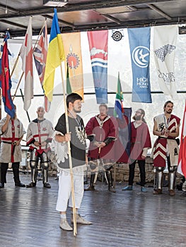 Rewarding the Knight - Winner at the festival `Knights of Jerusalem` in Jerusalem, Israel.