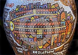 Jerusalem Map Vase Pottery Madaba Jordan