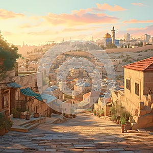 Jerusalem Old City Historic Streets Aerial View Stock Image