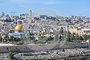 Jerusalem Old City with Mount of Olives