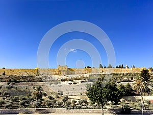 Jerusalem old city walls fortres panorama