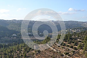 Jerusalem panorama of Ein Kerem landscape and forest, Israel