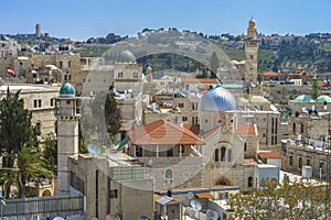 Jerusalem panoramic roof view to christians, jewish and muslims