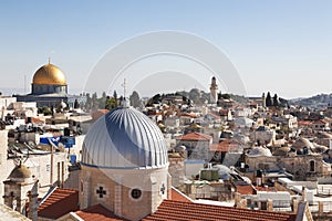 Jerusalem panoramic to roof view of sacred places