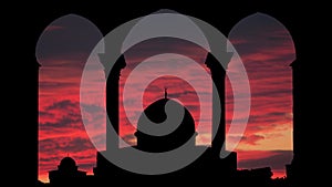 Jerusalem Skyline, Dome of the Rock on the Temple Mount, Israel, Red Sunset Timelapse