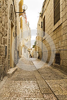 Jerusalem street in the old city .