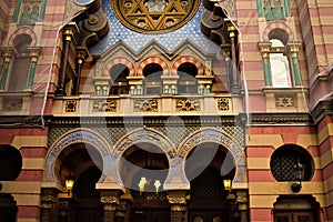 Jerusalem Synagogue Prague: the facade of this religious building made in moorish style is being restored