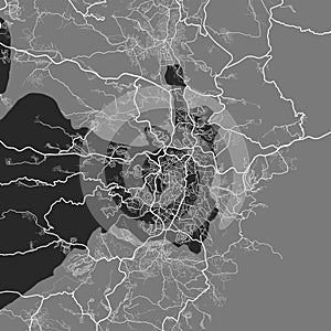 Jerusalem, West Bank and Gaza map. Detailed map of administrative area, land panorama