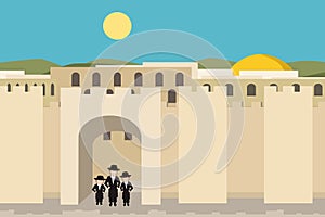 Jerusalim old city background cartoon
