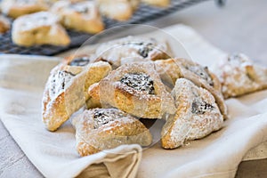 Jerwish food Hamantaschen cookies with dry fruits. Purim holiday