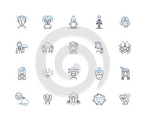 Jesters line icons collection. Humor, Foolishness, Wit, Laughter, Entertainers, Mischief, Playfulness vector and linear