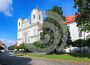 Jesuit church in Skalica, Slovak republic. Religious architecture. Place of worship. Cultural heritage. Architectural scene photo