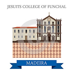 Jesuits' College of Funchal in Madeira. Flat vecto photo