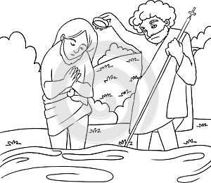 Jesus Baptism - B/W lineart