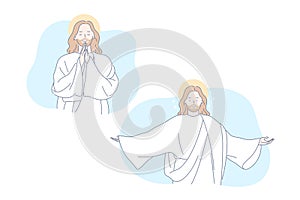 Jesus, Bible, christianity, pray set concept