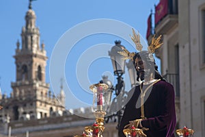 Jesus captive in the procession of the Holy Week in Seville