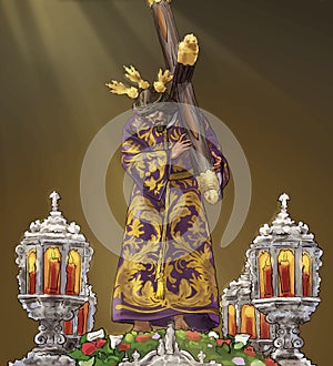 Illustration Holy Week Jesus Christ Passion cross procesion. photo