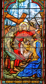 Jesus Carrying Cross Stained Glass Notre Dame Nice France