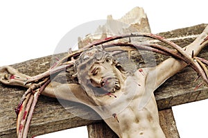 Jesus Christ and bloody crown of thorns photo