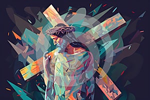 Jesus christ carrying cross good friday background. Generative AI