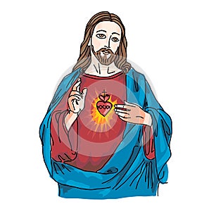 Jesus Christ cartoon portrait illustration - PNG