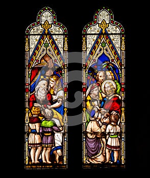 Jesus Christ and Children Stained Glass Window