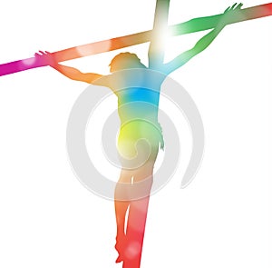 Jesus Christ on Cross in Colourful Abstract.