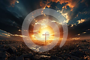 Jesus Christ cross Easter resurrection concept Christian cross on a background with dramatic
