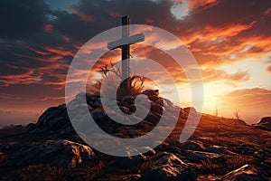 Jesus Christ cross Easter resurrection concept Christian cross on a background with dramatic