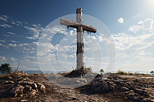 Jesus Christ cross Easter resurrection concept Christian cross on a background with dramatic