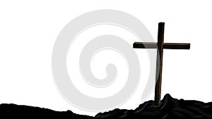 Jesus Christ cross. Easter, resurrection concept. Christian wooden cross on a background with dramatic lighting