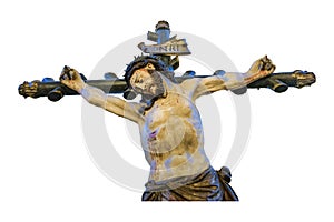 Jesus Christ on Cross Isolated Sculpture