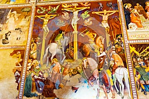 Jesus Christ Cross Medieval Fresco Church San Gimignano Tuscany