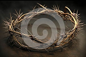 Jesus Christ with Crown of Thorns. Easter, Crucification or Resurrection concept. He is Risen. Religious. easter and photo