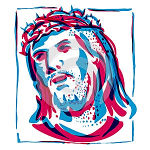 Jesus Christ with Crown of Thorns Risograph