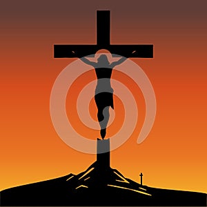 Jesus Christ Crucifiction Silhouette. Vector illustration