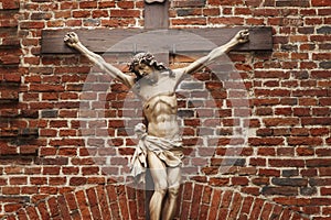 Jesus Christ crucified an ancient wooden sculpture