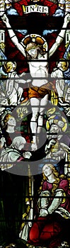 Jesus Christ crucified (modern stained glass) photo