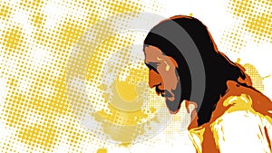 Jesus Christ face. Christian and Catholic religion. Vector illustration