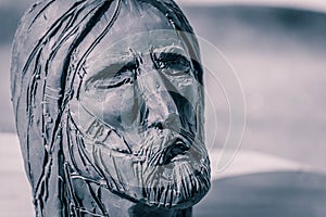 Jesus Christ face clay sculpture