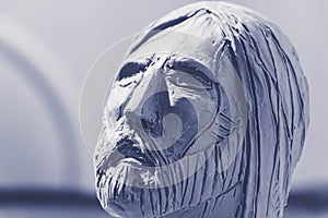 Jesus Christ face clay sculpture