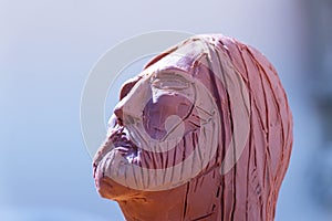 Jesus Christ face clay sculpture