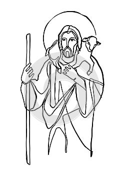 Jesus Christ Good Shepherd illustration