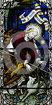 Jesus Christ the Good Shepherd in stained glass