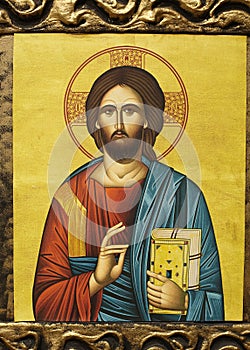 Jesus Christ Greek Orthodox icon, byzantine icon photo